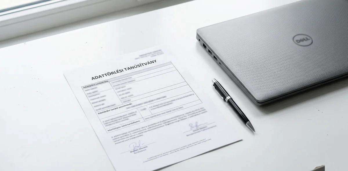 Adattörlési tanúsítvány és laptop — Data Destroy minősített adattörlés dokumentációja