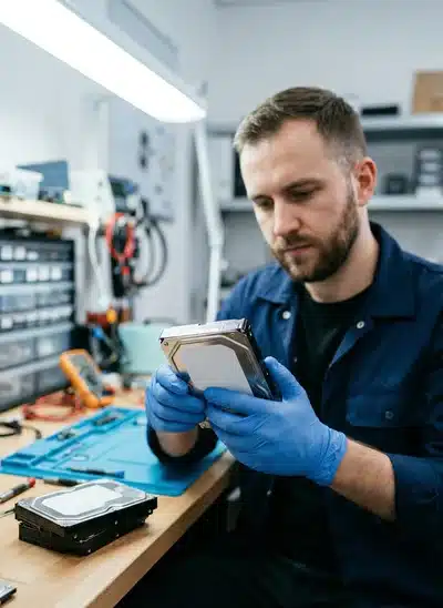 Technikus HDD adattörlés előtt — minősített adatmegsemmisítés