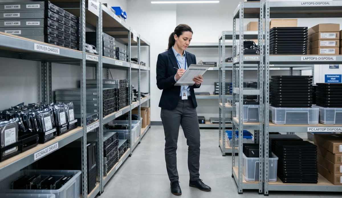 Kontrollált IT-eszköz selejtezési és adattörlési folyamat dokumentálása vállalati raktárban