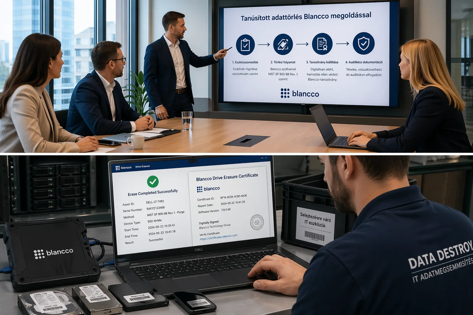 IT eszközök selejtezési folyamata auditálható Blancco adattörléssel vállalati környezetben