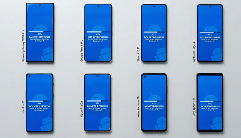 Android telefon flotta tömeges adattörlése — Samsung, Xiaomi, Pixel, Motorola készülékek egyidejű Blancco törlés